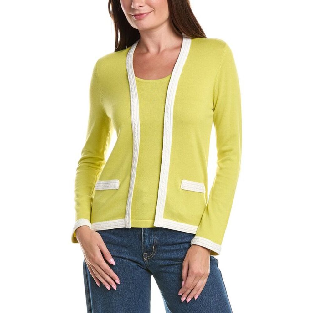 St. John Womens  Tank Cashmere-Blend Cardigan, Yellow